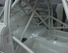 Body frame of a BMW after being sprayed