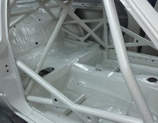BMW rally car getting resprayed