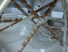 Metal framework of a BMW after primer